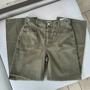 NWT Free People Palmer Wide-Leg Cuffed Jeans Green 25